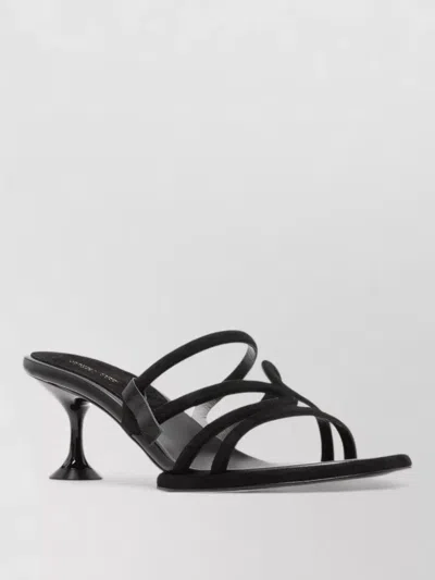 Sergio Rossi Suede Leather Mules Sandals Curved Heel In Multi