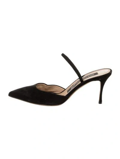 Pre-owned Sergio Rossi Suede Mules In Black