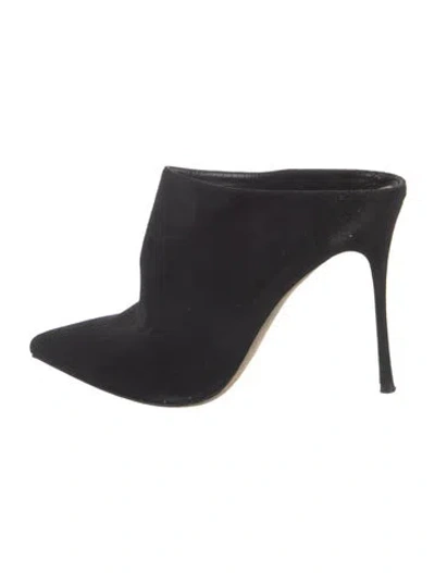 Pre-owned Sergio Rossi Suede Mules In Black