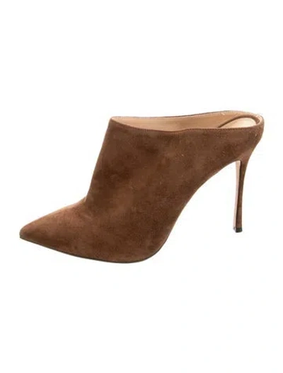 Pre-owned Sergio Rossi Suede Mules In Brown