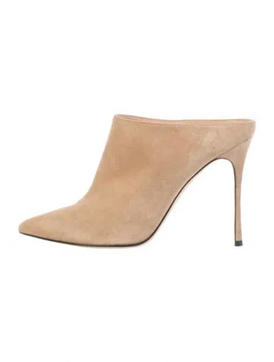 Pre-owned Sergio Rossi Suede Mules In Neutral