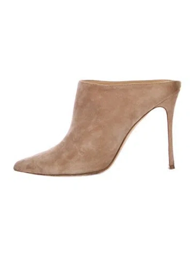Pre-owned Sergio Rossi Suede Mules In Neutral