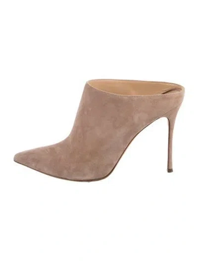 Pre-owned Sergio Rossi Suede Mules In Neutrals