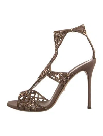 Pre-owned Sergio Rossi Suede Patterned Sandals In Neutrals