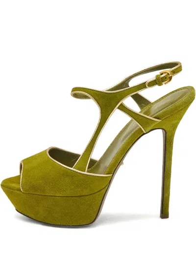 Pre-owned Sergio Rossi Suede Platform Sandals In Green