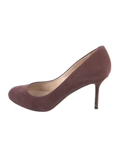 Pre-owned Sergio Rossi Suede Pumps In Burgundy