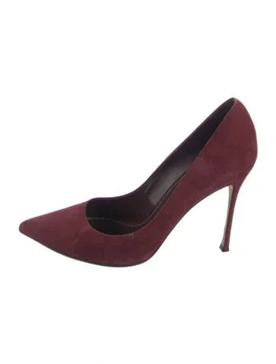 Pre-owned Sergio Rossi Suede Pumps In Burgundy