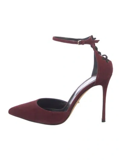 Pre-owned Sergio Rossi Suede Pumps In Burgundy