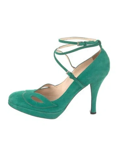 Pre-owned Sergio Rossi Suede Pumps In Green