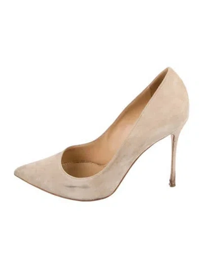 Pre-owned Sergio Rossi Suede Pumps In Neutral