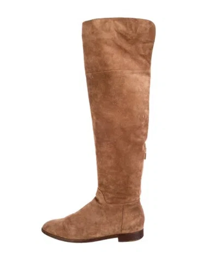 Pre-owned Sergio Rossi Suede Riding Boots In Brown
