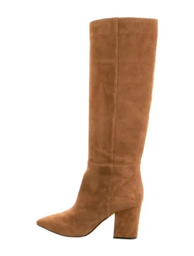 Pre-owned Sergio Rossi Suede Riding Boots In Yellow