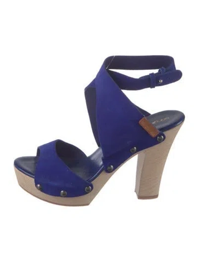 Pre-owned Sergio Rossi Suede Sandals In Blue