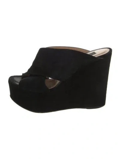 Pre-owned Sergio Rossi Suede Slides In Black