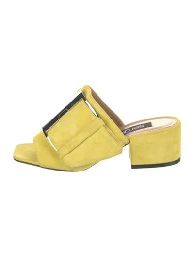 Pre-owned Sergio Rossi Suede Slides In Yellow
