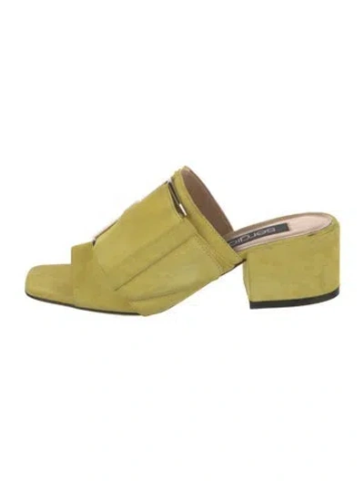 Pre-owned Sergio Rossi Suede Slides In Yellow
