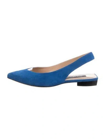 Pre-owned Sergio Rossi Suede Slingback Flats In Blue