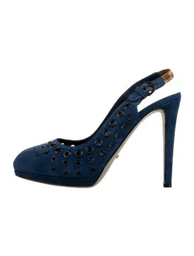 Pre-owned Sergio Rossi Suede Slingback Pumps In Blue