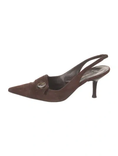 Pre-owned Sergio Rossi Suede Slingback Pumps In Brown