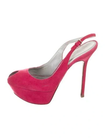 Pre-owned Sergio Rossi Suede Slingback Pumps In Pink