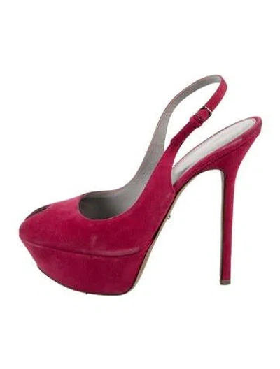 Pre-owned Sergio Rossi Suede Slingback Pumps In Pink
