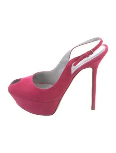 Pre-owned Sergio Rossi Suede Slingback Pumps In Pink