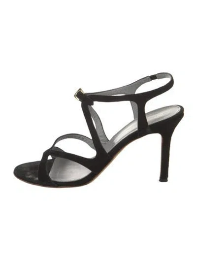 Pre-owned Sergio Rossi Suede Slingback Sandals In Black