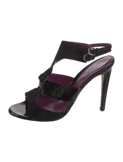 Pre-owned Sergio Rossi Suede Slingback Sandals In Black