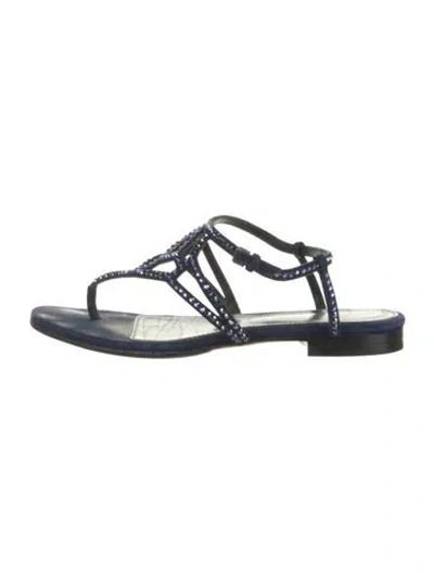 Pre-owned Sergio Rossi Suede Slingback Sandals In Blue