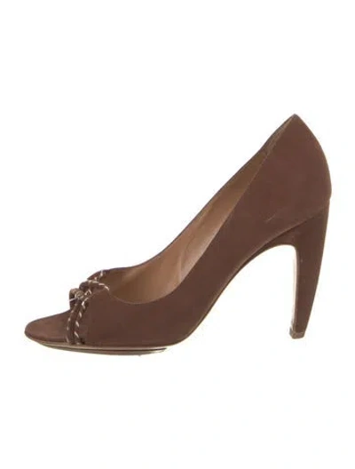Pre-owned Sergio Rossi Suede Slingback Sandals In Brown