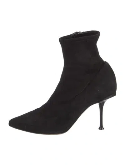 Pre-owned Sergio Rossi Suede Sock Boots In Black