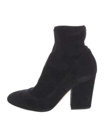 Pre-owned Sergio Rossi Suede Sock Boots In Black
