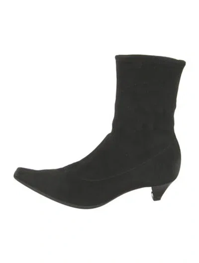 Pre-owned Sergio Rossi Suede Sock Boots In Black