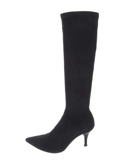 Pre-owned Sergio Rossi Suede Sock Boots In Black