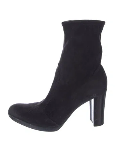 Pre-owned Sergio Rossi Suede Sock Boots In Black