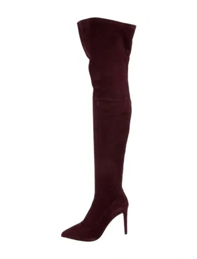 Pre-owned Sergio Rossi Suede Sock Boots In Burgundy