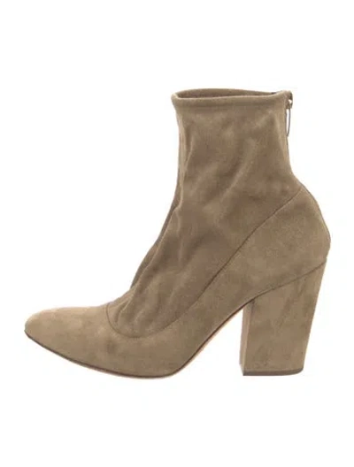 Pre-owned Sergio Rossi Suede Sock Boots In Neutral