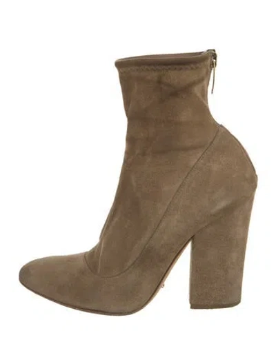Pre-owned Sergio Rossi Suede Sock Boots In Neutral