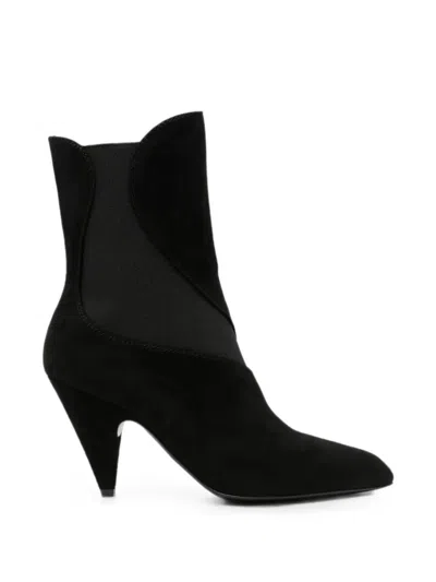 Sergio Rossi Mesh-insert Pointed-toe Ankle Boots In Black