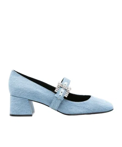 Sergio Rossi Crystal-embellished Block Heel Pumps In Blue