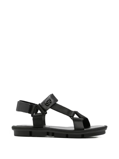 Sergio Rossi Touch-strap Logo-plaque Sandals In Black