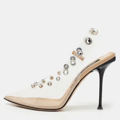 Sergio Rossi Transparent Pvc Studded Slingback Pumps In White