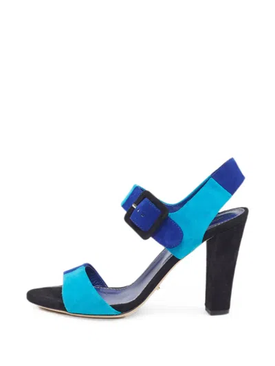 Pre-owned Sergio Rossi Tricolour Ankle Strap Sandals In Blue