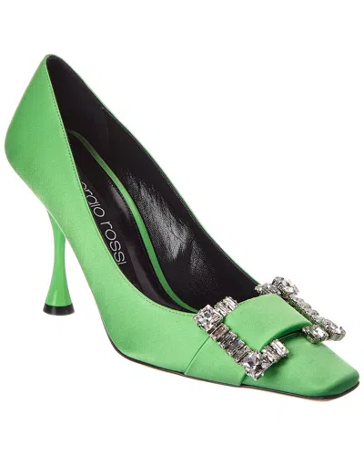 Sergio Rossi Twenty 90 Satin Pump In Green