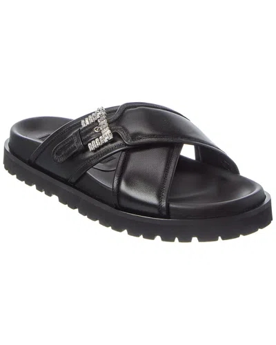 Sergio Rossi Twenty Buckle Leather Sandal In Black