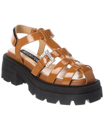 Sergio Rossi Twenty Buckle Patent Sandal In Multi