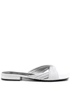 Sergio Rossi Twisted Leather Flat Sandals In White