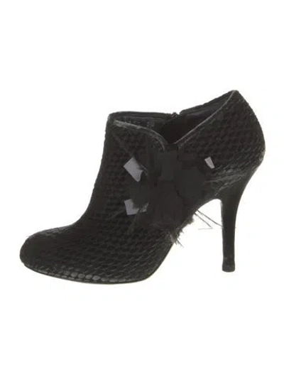 Pre-owned Sergio Rossi Velvet Animal Print Boots In Black
