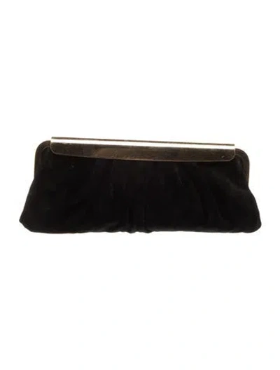 Pre-owned Sergio Rossi Velvet Clutch In Black