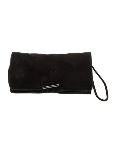 Pre-owned Sergio Rossi Velvet Clutch In Black